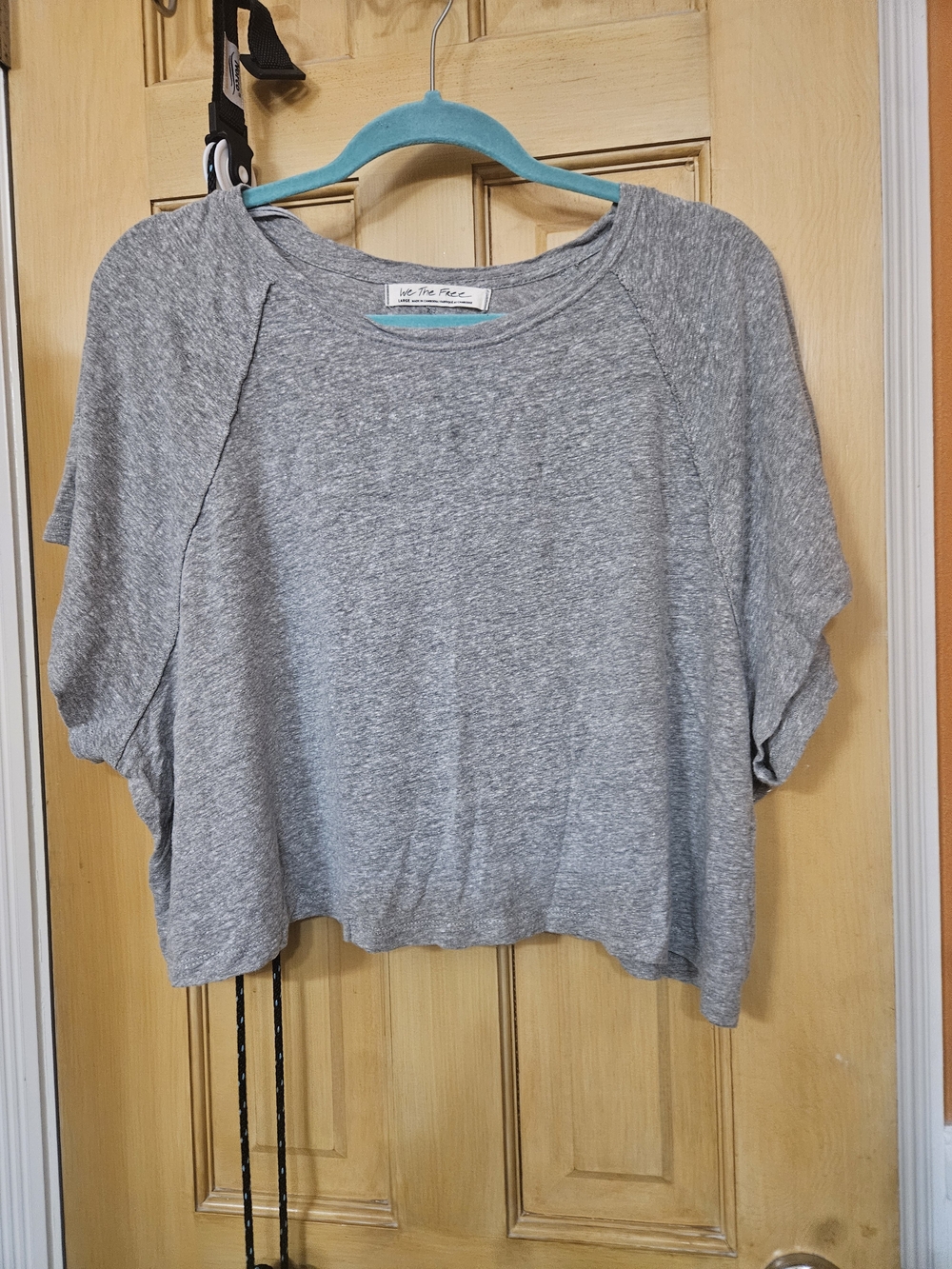 We The Free Gray Cropped Short Sleeve Top